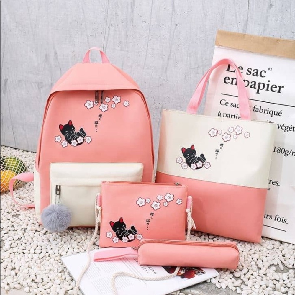 School Back Pink Girl Backpack set 4 School Back Pink Girl Backpack set 4 - Picture 2 of 7